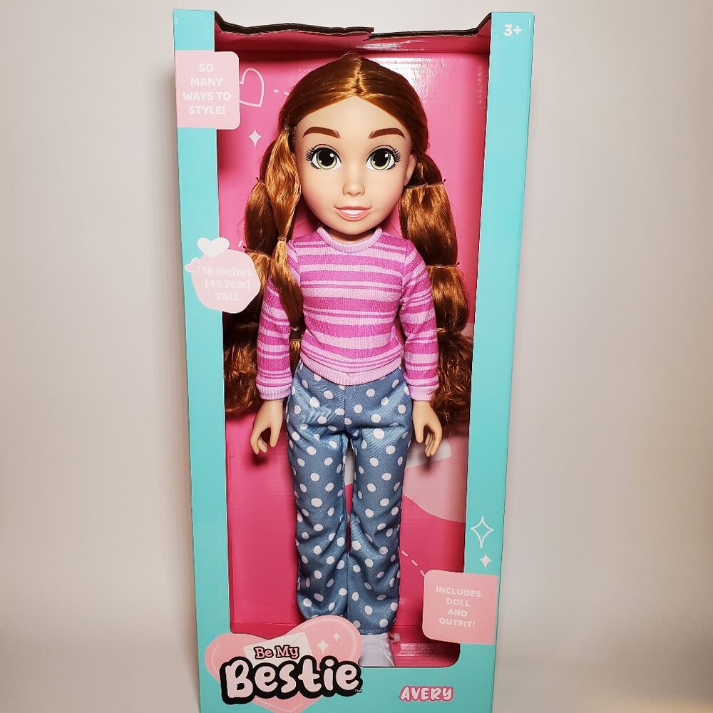 Be My Bestie "Avery" 18" Doll Pink Top Blue Pants Hazel Eyes NEW IN BOX